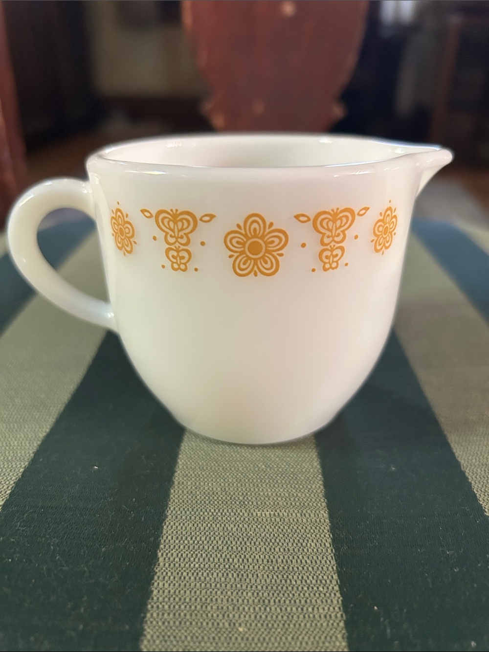 Pyrex White Creamer with Yellow Floral Motif